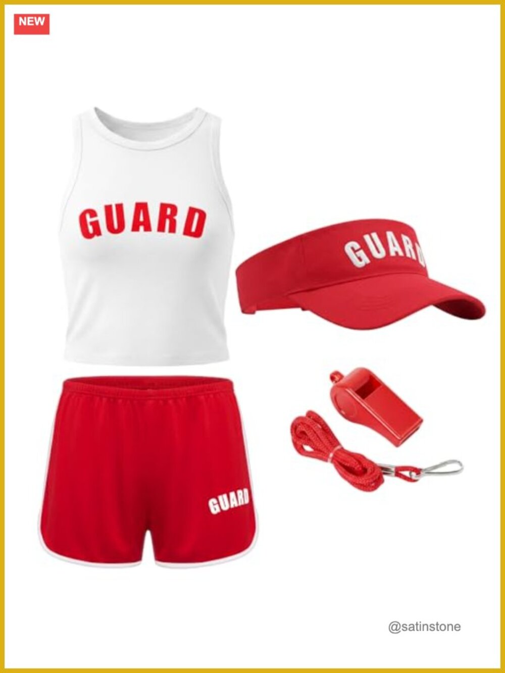 Women's 4-Piece Costume Set Guard Visor Whistle Tank Shorts Athletic Training